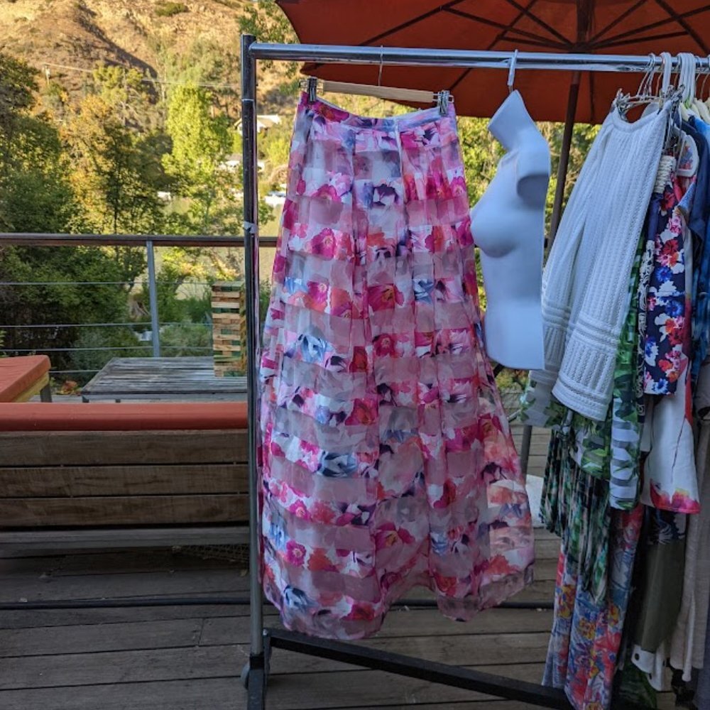 Formal High Waisted Full Skirt Pink Purple Blue Size 9 junior - Picture 3 of 5